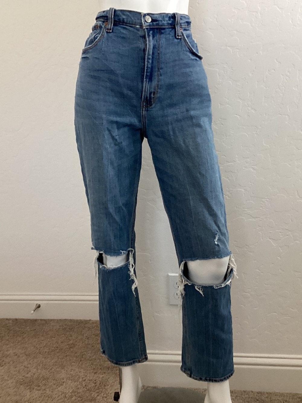 Abercrombie & Fitch, size 10/30, distressed jeans, high rise, straight leg